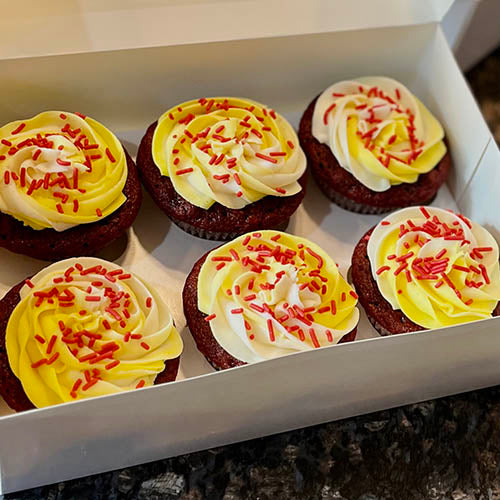 Red Velvet Cupcakes w/ Lemon Cream Cheese Frosting